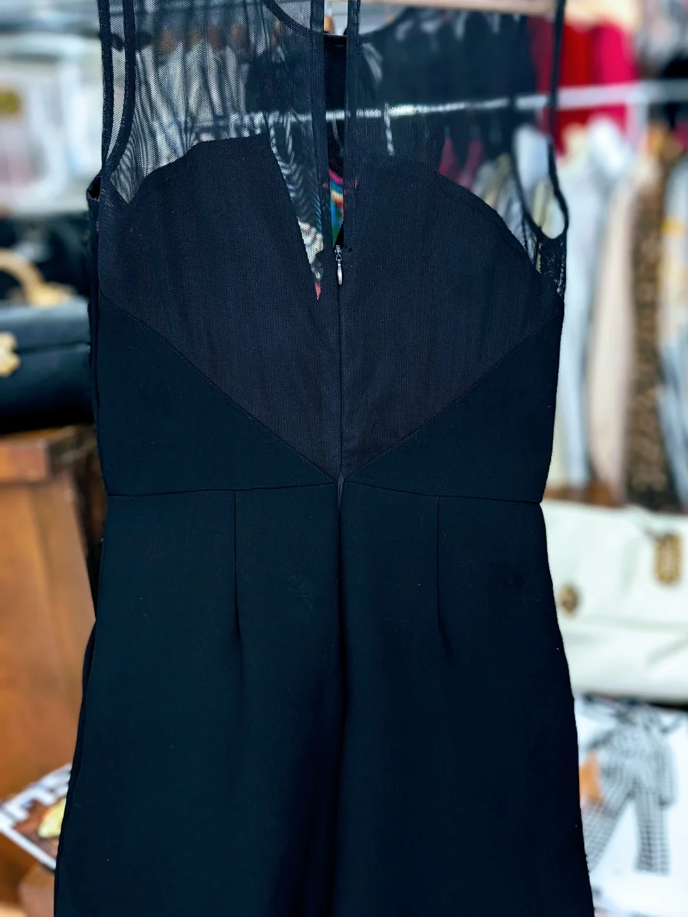 BCBG Black Sheer-Yoke Romper